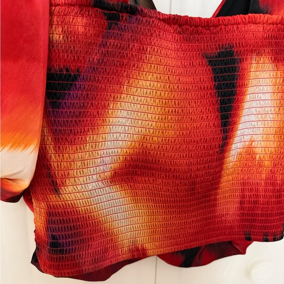 DKNY Abstract Print Satin Blouse Large - Picture 8 of 10